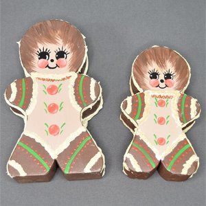 Vintage Gingerbread Man Candles Holder Figurine Christmas Decorations Set Lot